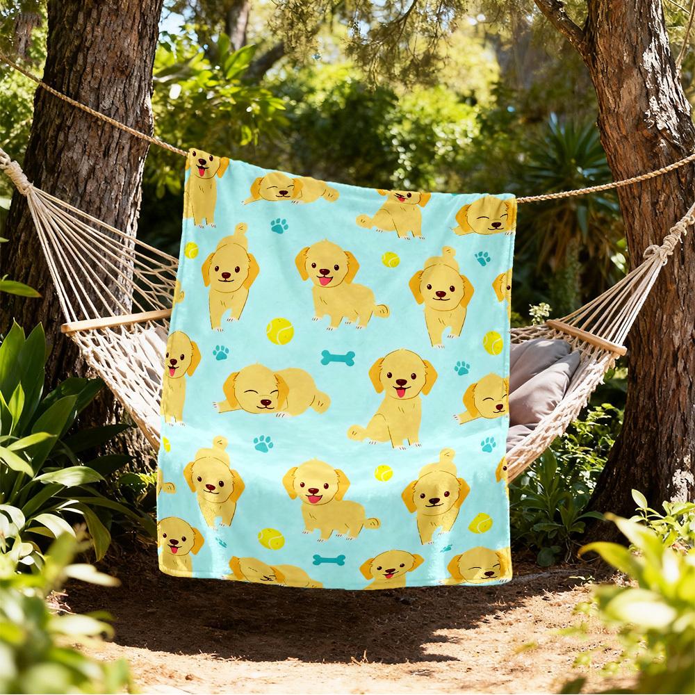 

Puppy Tennis Ball Outdoor Flannel Blankets, Outdoor travel, Home Blankets, Fan Gifts,Suitable for All Seasons, Christmas Gifts. R1127183 80x120cm