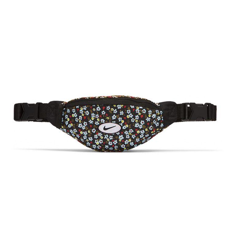Nike Heritage Sport Trend Floral Logo Print Polyester Waist Bag Small Unisex Waist Bag Black CW9257-010 Small
