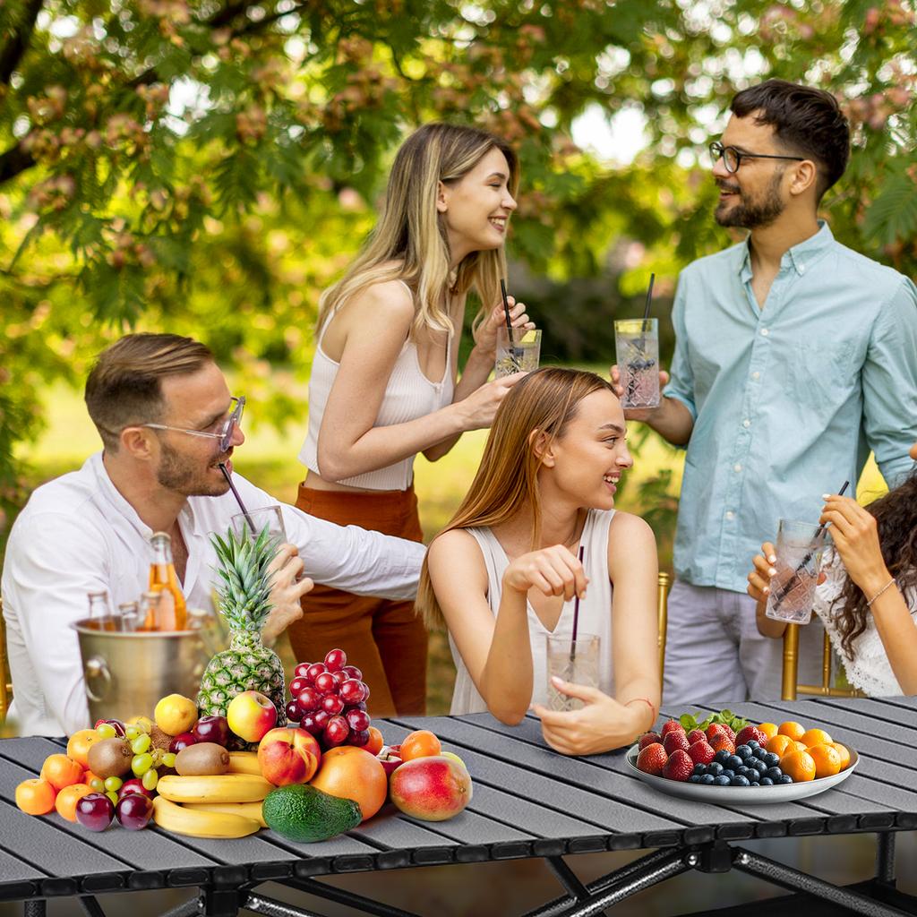 Outdoor Folding Table Lightweight Camping Lifting Table Adjustable Roll-Up Rectangular Table for Picnic Camping Trip Beach BBQ