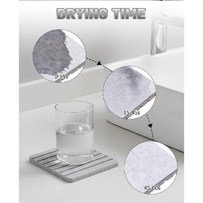 3PCS Stone Drying Tray for Kitchen Counter, Diatomite Fast Water Absorbing Coasters for Bathroom Sink