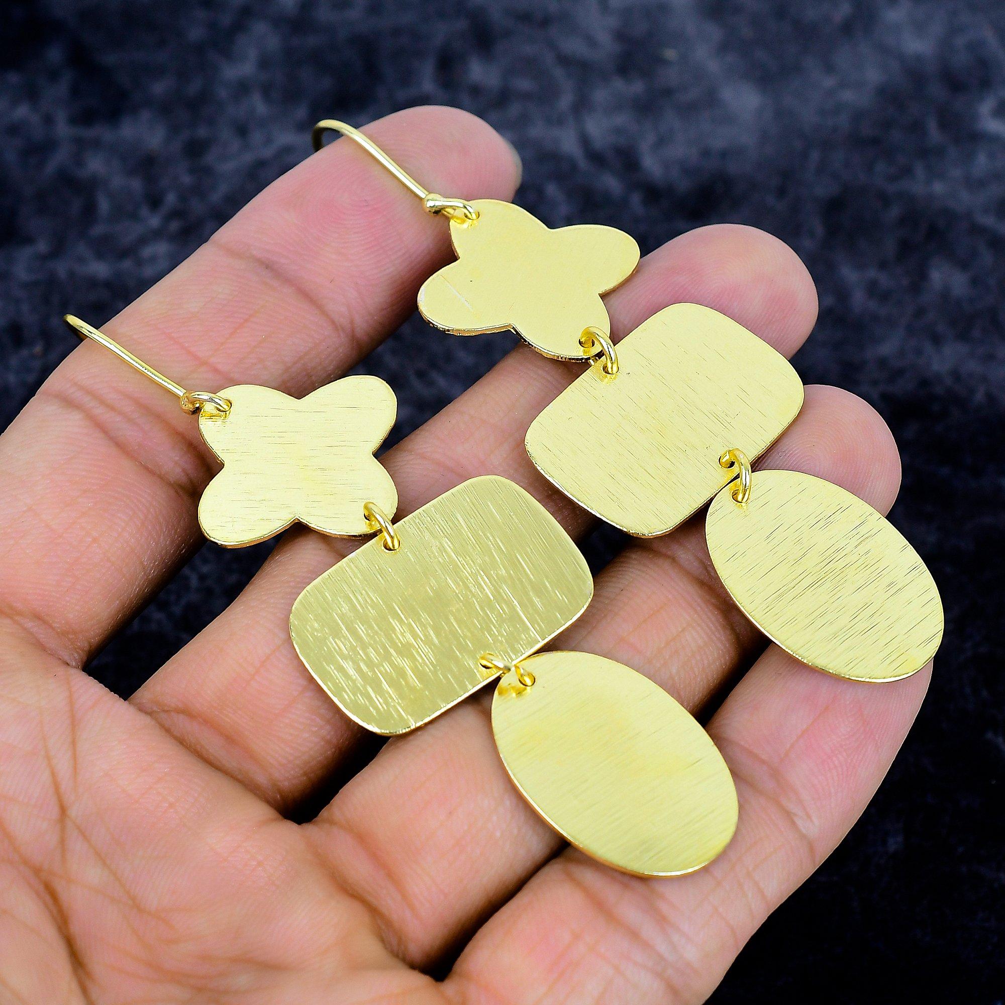 

Golden Look Gemstone Handmade 925 Sterling Silver Jewelry Earring 3.47 M-3378