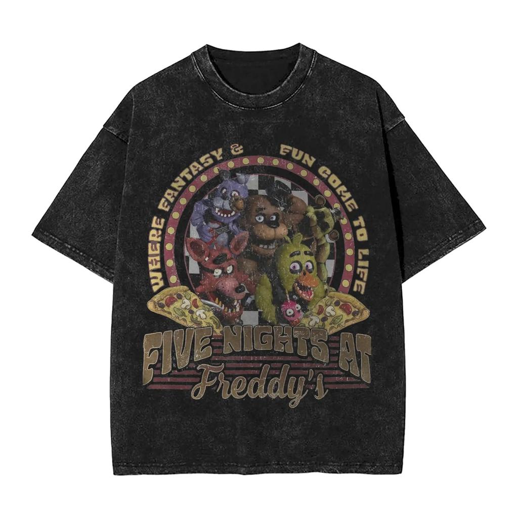 Hot Sale New Horror Game FNAF At Freddys Peripherals TShirt Unisex Women Oversized Casual Summer Tee Harajuku Fashion Cotton Tops