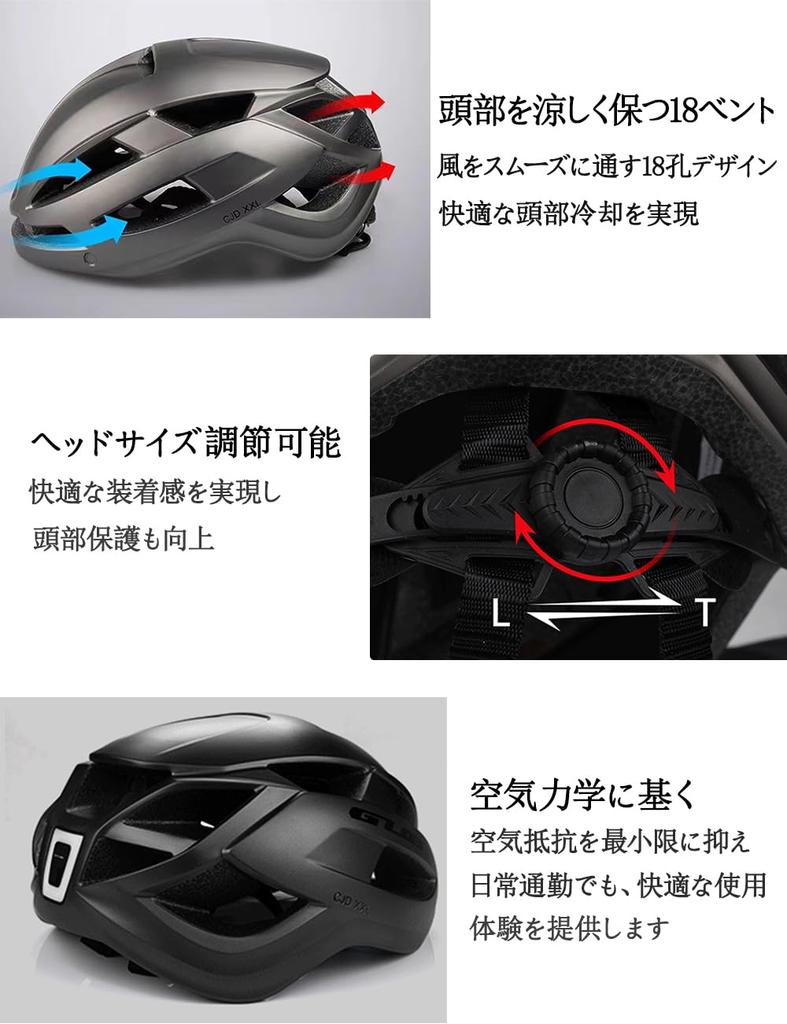 Jovno Bicycle Helmet for Adults Large Extra Large Size Cycle Helmet Lightweight 18 Vents Magnetic Goggles with LED Light XXL 58-65cm (Black)