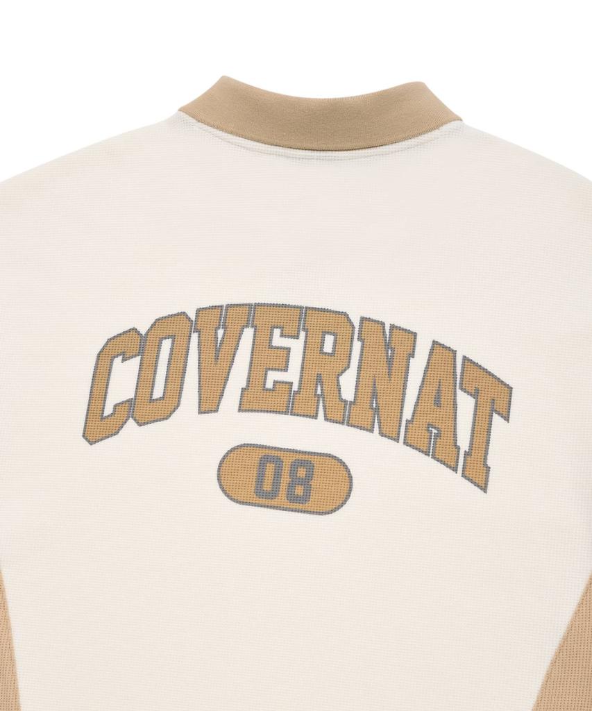 COVERNAT Waffle Arch Collar T-Shirt Cream