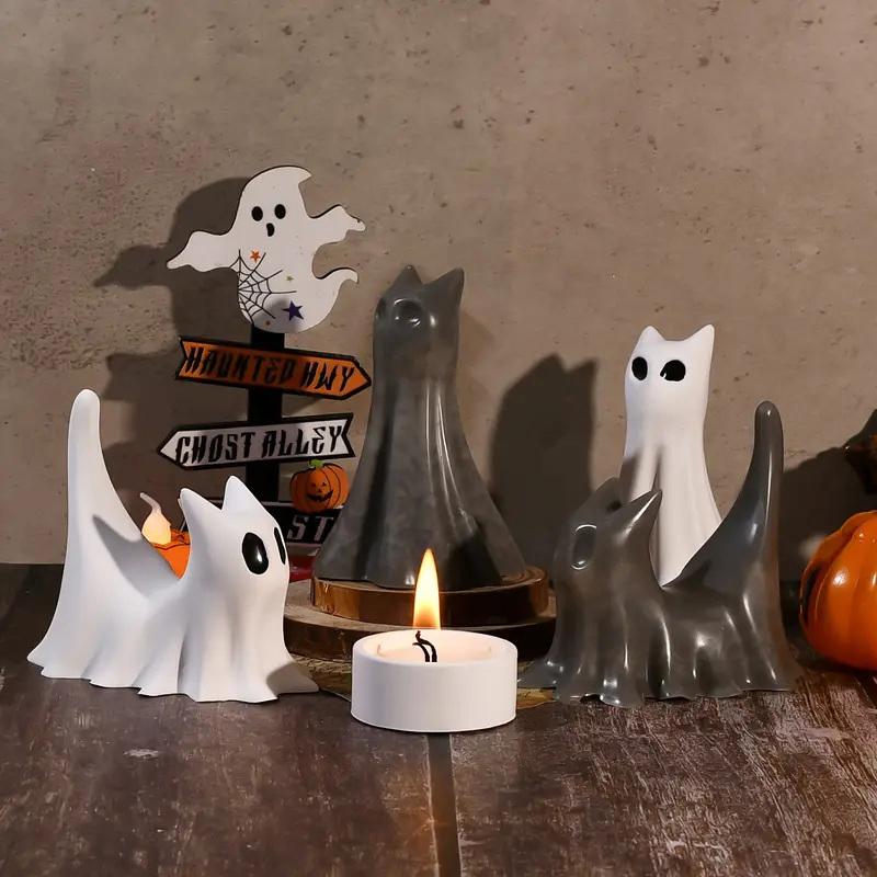 Halloweenowy Duch Kot Figurka Forma Silikonowa DIY Świeca Aromaterapia Gips Żywica Formy Nawiedzony Wystrój Dekoracje Halloween