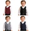 Enfants garçons col en v robe gilet coupe ajustée boutons costume formel gilet de fête de mariage Gentleman costume gilet