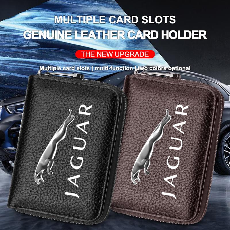 Äkta Läder Bil Förarlicens ID-kort Bankkort Plånbok För Jaguar XF XJ XE S-Type F-Type X-Type F-Pace I-Pace E-Pace XFR XKR