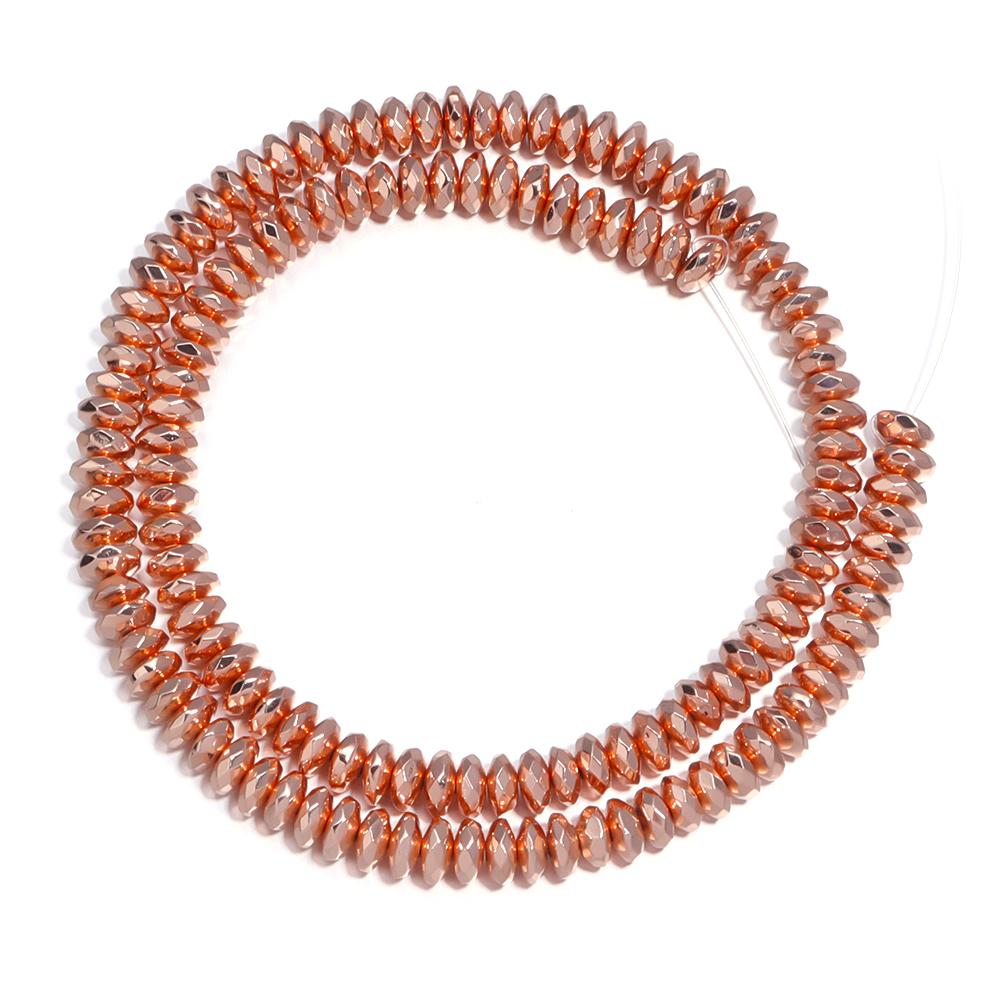 1 Strand Black Hematite Natural Stone Faceted Beads Gold Color Abacus Shaped Spaced Beads For DIY Bracelet Necklace Accessories