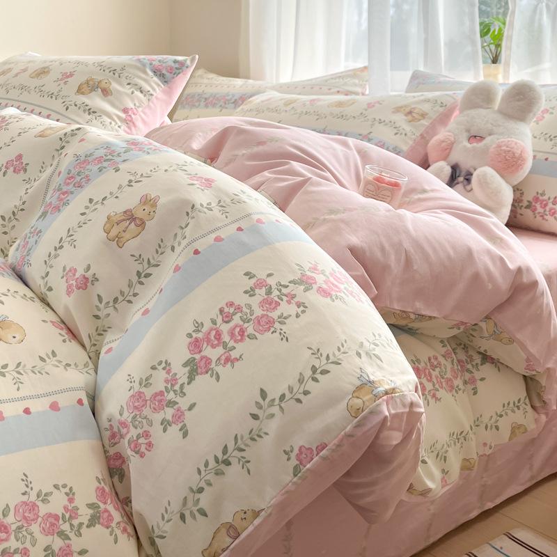 Damen Plüsch Samt Fleece Bettwäsche Set: Flanell-Bettbezug und Laken