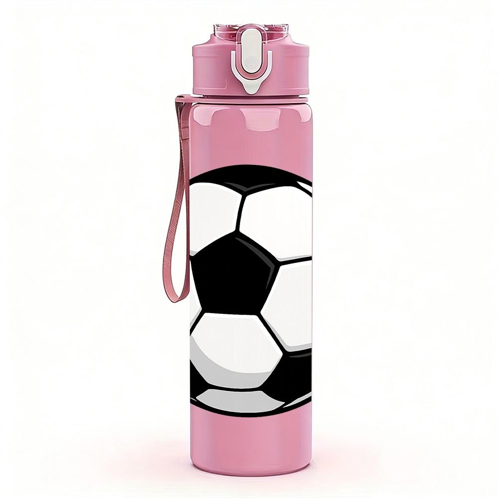 1PC Classic Black White Soccer Ball 750ml Color Plastic Sports Water Bottle Leakproof Flip Straw Lid Suitable for Sports Office Home Use
