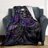1pc Skull Roses Throw Blanket Soft Flannel, Cozy All Season Polyester Perfect for Home, Office