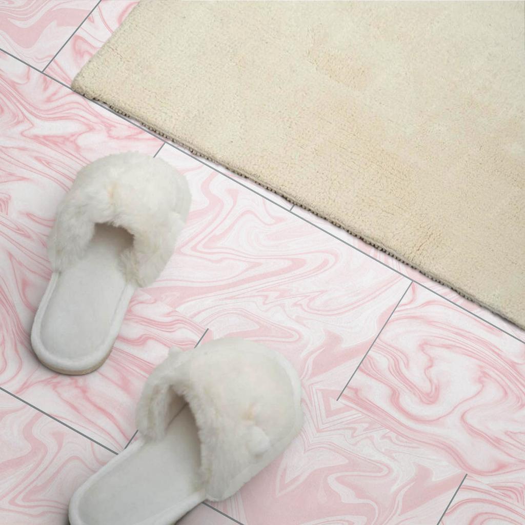 Self-Adhesive Vinyl Tiles With Print For Bathroom Marble Pattern With Waves 6X60X30 Cm