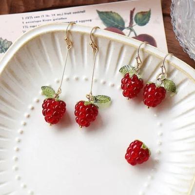 1 Paio Orecchini Donna Lampone Cristallo Artificiale Nappa Orecchini Pendenti Frutta Orecchini a Gancio Ballo di Fine Anno Festa Appuntamenti Gioielli per Orecchie