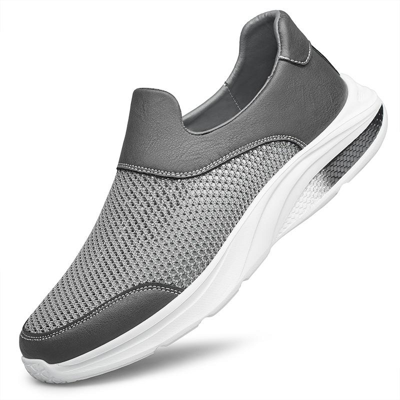 Sommar ihåliga andningsbara meshskor herr mjuk sula mångsidiga sport- och fritidsskor ett-pedal flugvävt mesh medelålders pappaskor