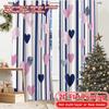 2D Flat Printing  2pcs HeartsandStripes Chic Fashionable Curtains Polyester Easy Install Curtains Outdoor Decorations for Living