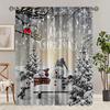 Christmas Snowman Curtains Trees Birds Polyester Fabric Perfect Living Room Decoration Curtain Machine Washable For Great