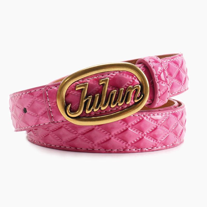 

Buckle Letter Julun Classic Rhombus Pattern Women Belt For Casual Outfits Office Rose Gold