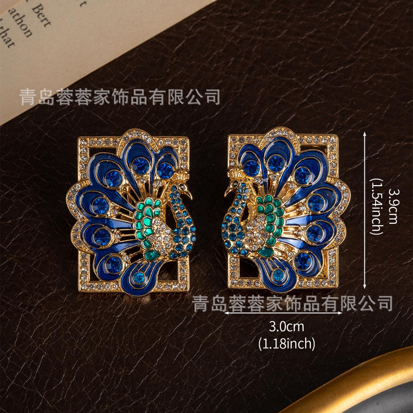 Эксклюзивные эмалированные квадратные серьги-павлины премиум-класса для роскошного образа жизни.