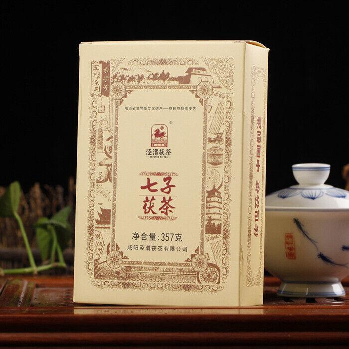 357g Jingwei Fu Tea Shaanxi Jinhua Qizi Fu Cha Brick Golden Flower Dark Tea