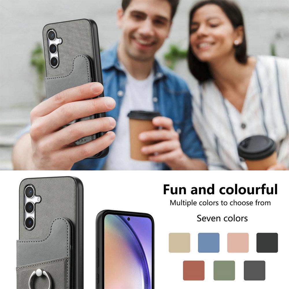 Wallet Double Button Magnet Leather RFID Card Case for Samsung Galaxy A56 A36 A26 A16 A06 A07 A57 A 16 56 A17 5G Flip Back Cover