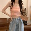 White Mesh Suspender Tank Top for Women's Summer Short Slim Fit and Strapless