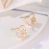 Women Concise Dog Paw Love Shape Fashion Earrings