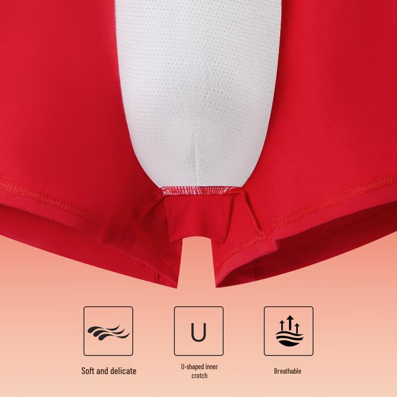 Langsha Men's Red Festive Cotton Antibacterial Boxer Briefs