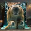 Capybara Family Underwater Photo Realistic Animal Print Blanket Flannel Soft Throw Unique Pet Lover Gift Cozy Bedding Home Decor