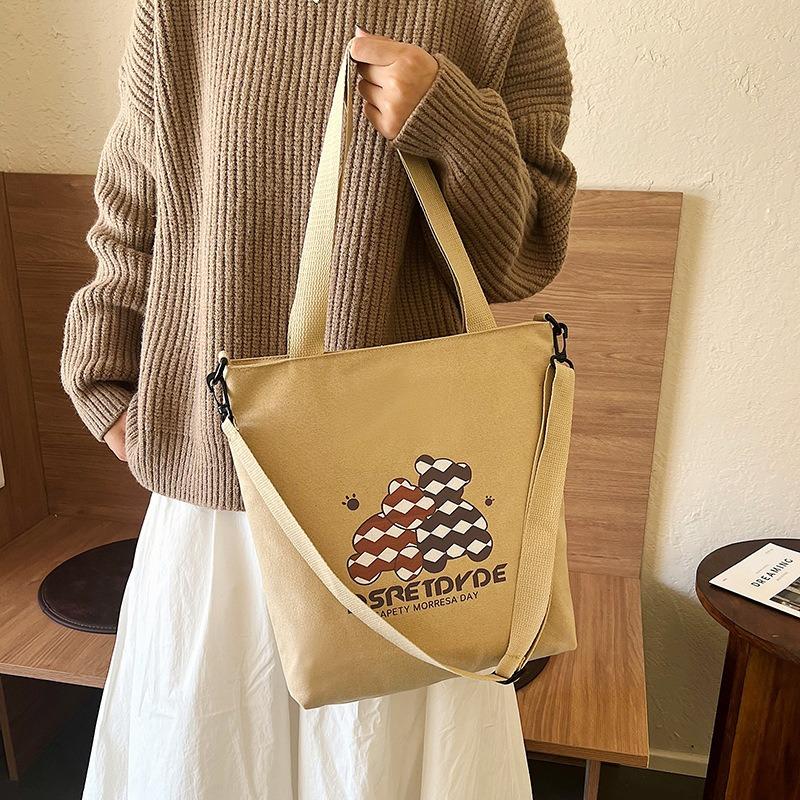 Women's bag canvas bag new shoulder bag fashionable simple messenger bag large capacity