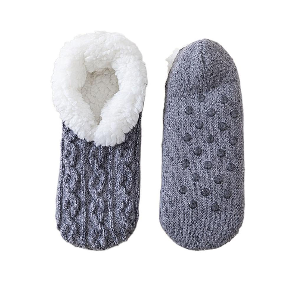 Knitted Twist Winter Floor Socks Coral Fleece Sleeping Socks Simple Thicken Plush Socks  Girls