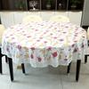 Pastoral Style PVC Tablecloth Printed Design Oil Resistant Waterproof Tablecloth Lace Hem Flower Pattern Round Table Cover