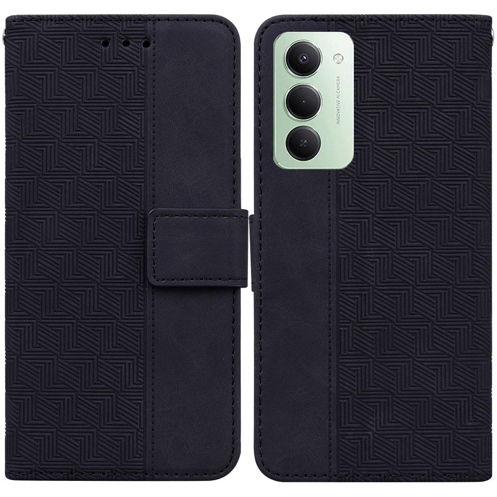 For Xiaomi Redmi 15 5G (Global) (169mm) Case Geometry Pattern Leather Wallet Phone Cover with Wrist Strap