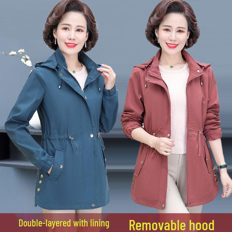 Szykowny Damski Płaszcz Przejściowy Plus Size dla Kobiet w Średnim Wieku i Starszych, Nowy Styl Wiosna/Jesień 2025