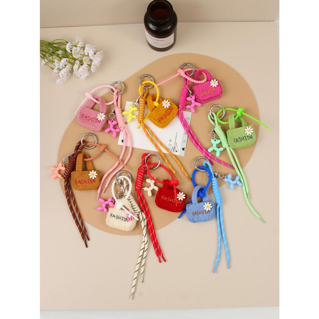 Ins wind wool felt mini bag cute balloon dog braided rope bag pendant versatile keychain car hanging