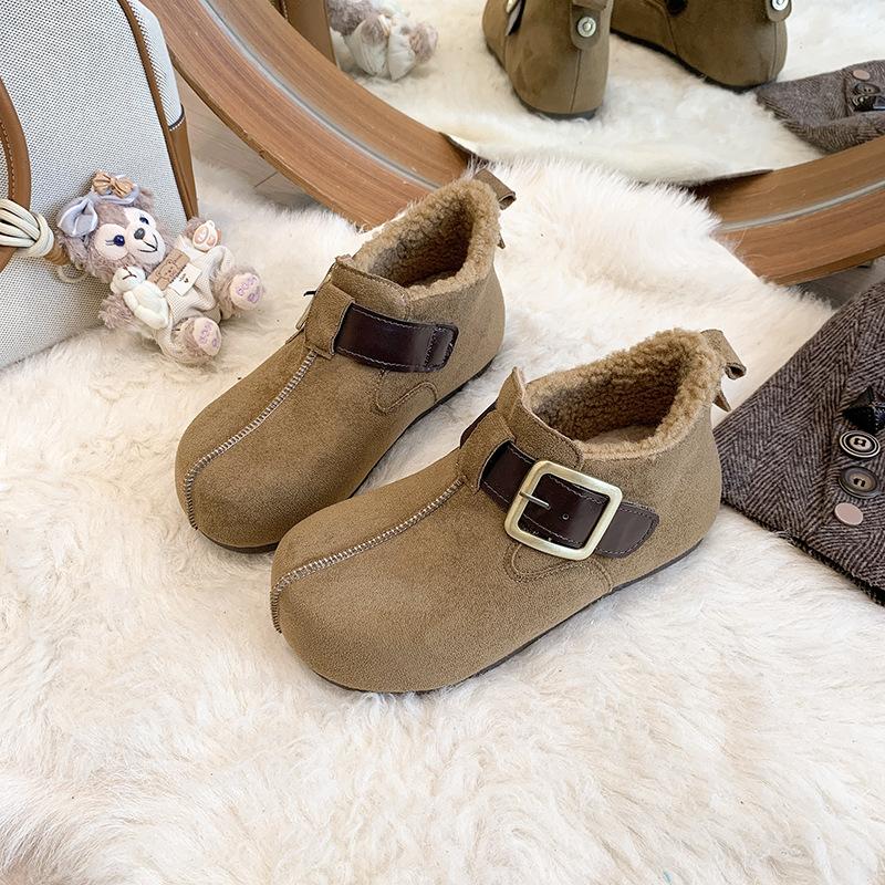 

Women s lightweight thick-soled winter warm one-step snow boots lined with fleece non-slip wear casual sports cotton shoes 35