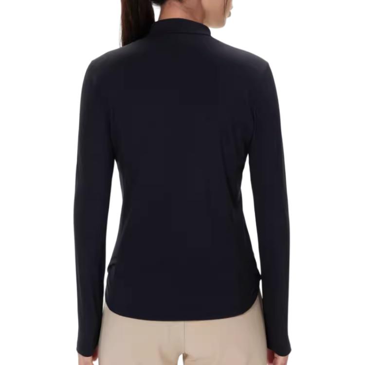 Kolon Sport Hiking Series Outdoor Stretch Half-Zip Logo Slim Fit Long Sleeve T-Shirt Women tops LKZT4WNO02