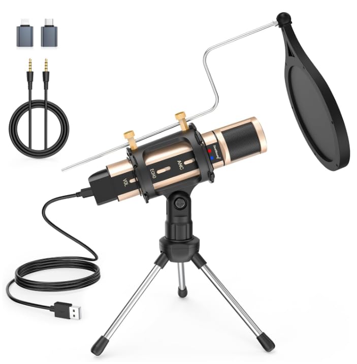 

Конденсаторный микрофон ZealSound, USB-микрофон для ПК, Кардиоидная диаграмма направленности, Регулировка громкости, Эхо, Plug & Play, для геймплея, прямой трансляции,