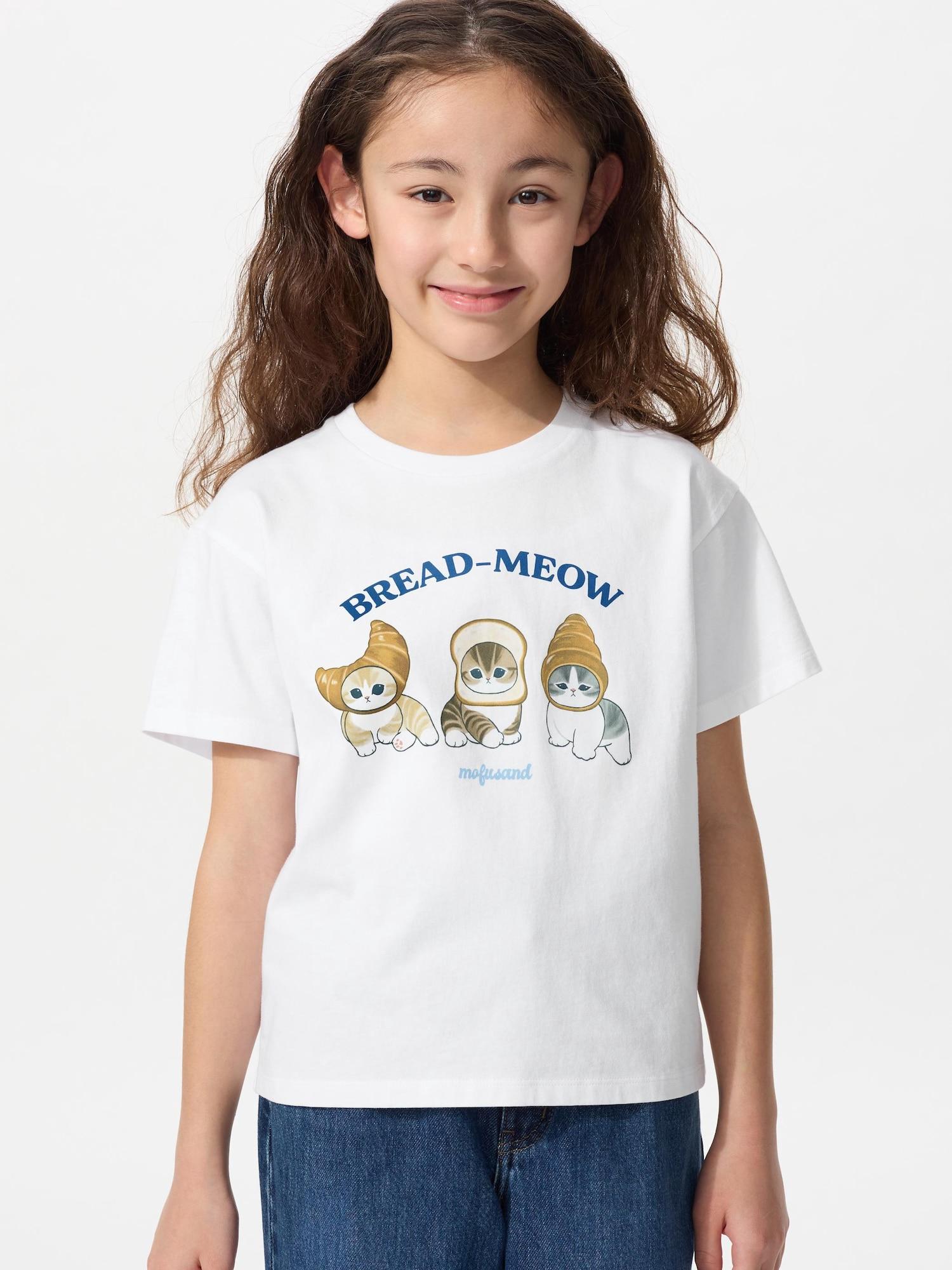 

Uniqlo Футболка для девочек MofusAnd UT Graphic с коротким рукавом A 00 WHITE/KIDS 150