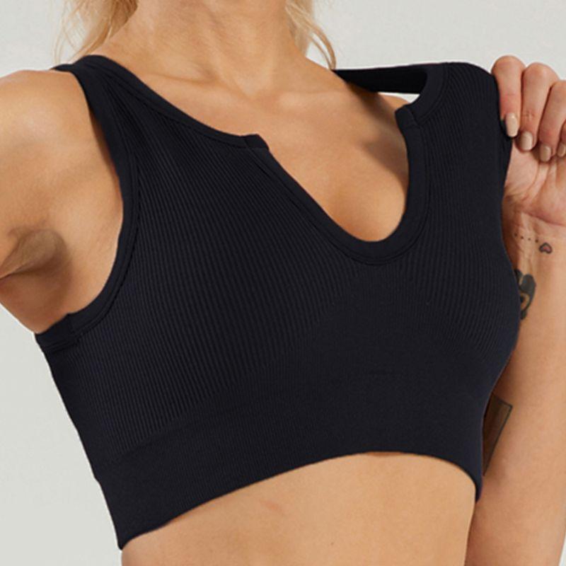 In Stock Fashion Seamless Knitting Thread Sexy Sports U Collar Vest Pants Yoga Clothes Fitness Suit