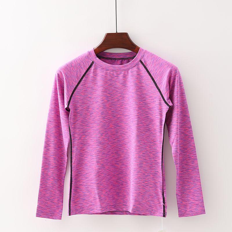 

[Fan] Shopping Mall Brand Discount Female New Arrival Silm Clip Flower Stripe Stretch Ice Silk Yoga Sports T-shirt 2n287 Purple S/155