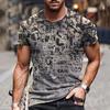 Fashionable men's personalized 3D printed T-shirt Harajuku street style summer round neck short sleeved quick drying loose top