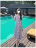 Women's Summer Purple Spaghetti Strap High Waist Maxi Dress