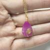 1pc Natural Stone Pendant Necklace Wire Wrapped Water Droplet Pendulum Necklace Christmas Gift