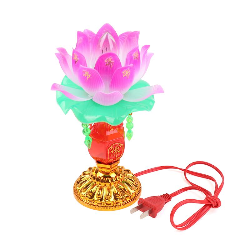 1Pc Led Lotus Buddhist Lamp Buddhism Faith Suppy Buddhism Prayer Lights For Home Meditation Worship Buddhism Temple