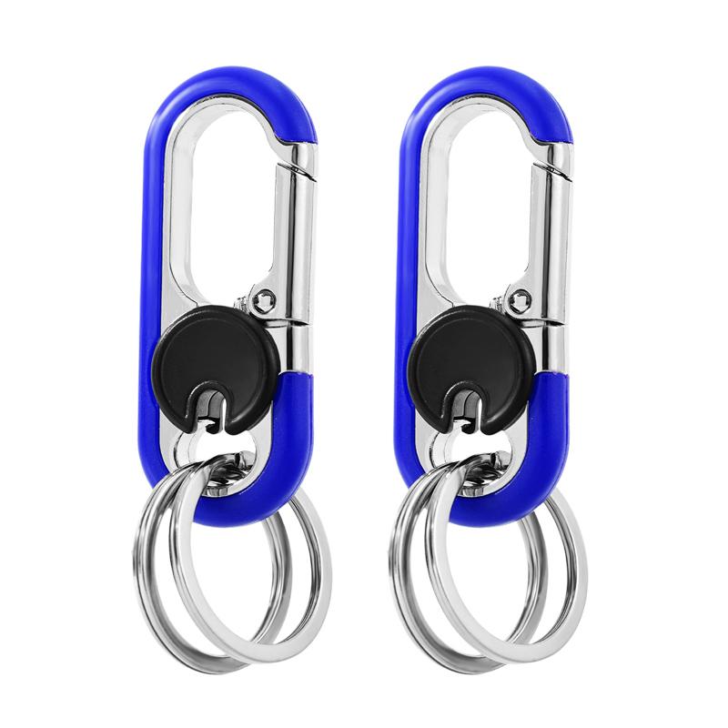 Men Keychain Hook Stainless Steel Buckle Bottle Opener Carabiner Climbing Tool Double Ring Car Fishing Key Ring Car Accessories