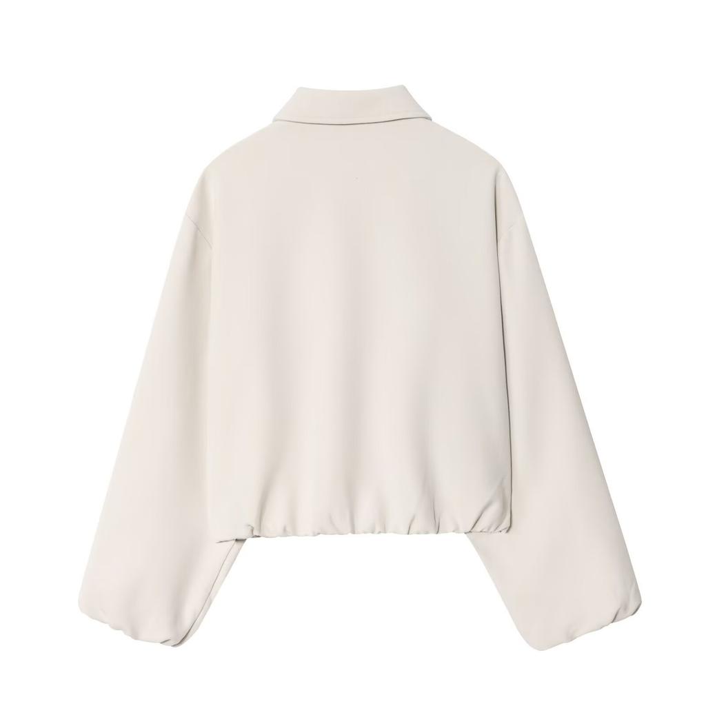 Women's Solid Color Fashionable Sleeve Long Sleeved Zipper Casual Top Jacket Jacket