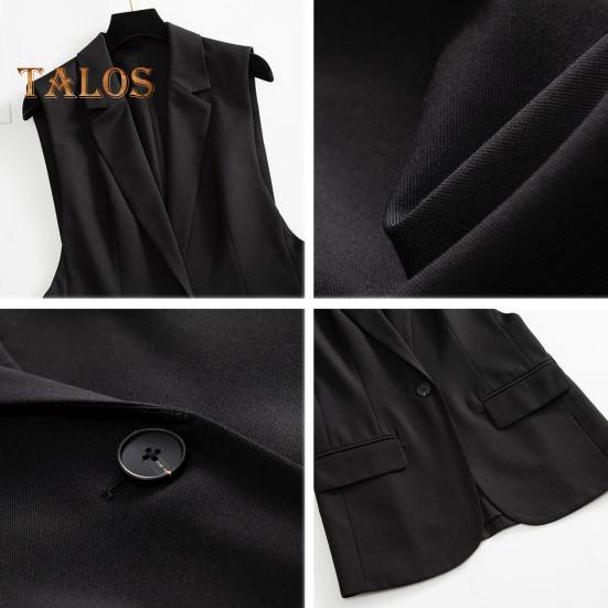 Dámská obchodní vesta s rozepínací límec na jeden knoflík zapínání bez rukávů střední délka formální kancelářský oděv jednobarevný cardigan vesta do práce