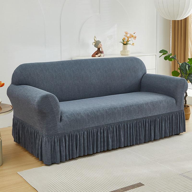 1Pc Printed Sofa Slipcover Non-Slip Elastic Sofa Cover With Skirt Furniture Protector For Bedroom Office Living Room Home Decor