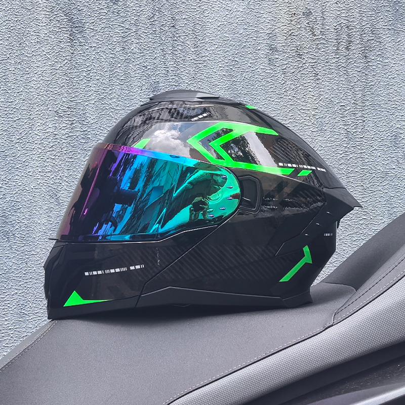 LVS motorcycle off-road helmet racing double lens flip open helmet DOT