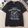 Easily Distracted By Plants and Peckers T-Shirt Chicken Lover Gardening Farm Life T-Shirt Casual Cotton Short Sleeve Printed